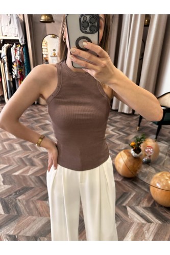 5665-20652 FİTİLLİ KOLSUZ CROPTOP