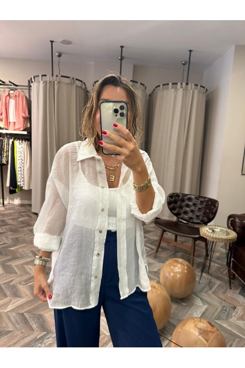 7734-4924 OVERSİZE İPEK GÖMLEK