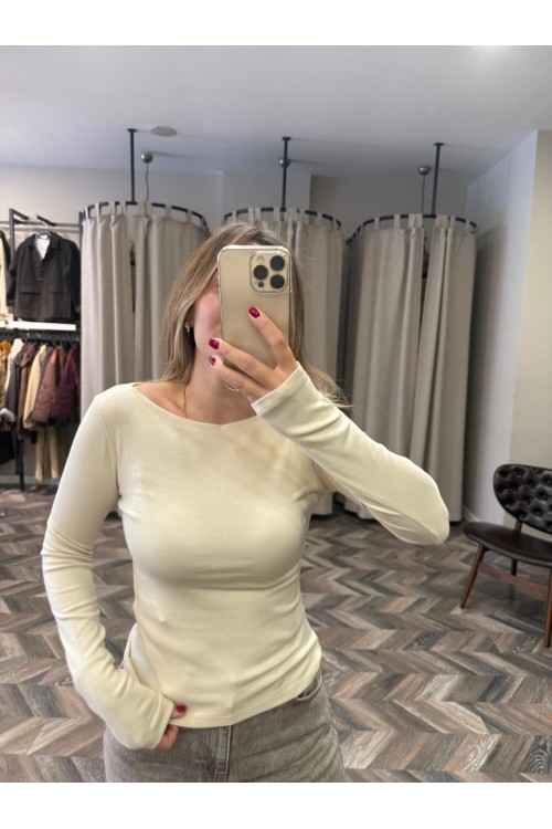 8470-31332 KAYIK YAKA UZUN KOLLU TOP