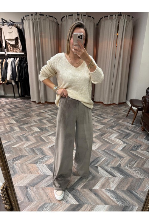 8639-N251990 BELİ LASTİKLİ KADİFE PANTOLON