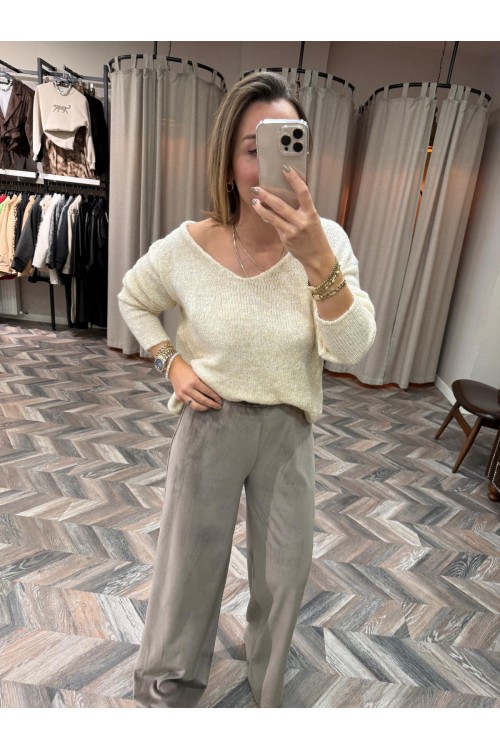 8639-N251990 BELİ LASTİKLİ KADİFE PANTOLON