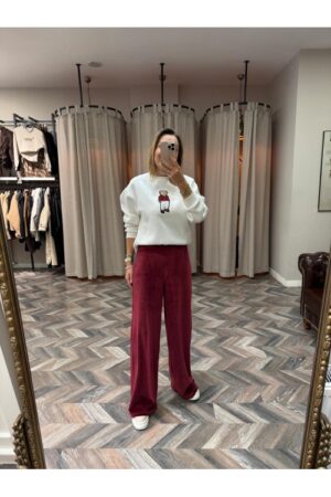 8639-N251990 BELİ LASTİKLİ KADİFE PANTOLON