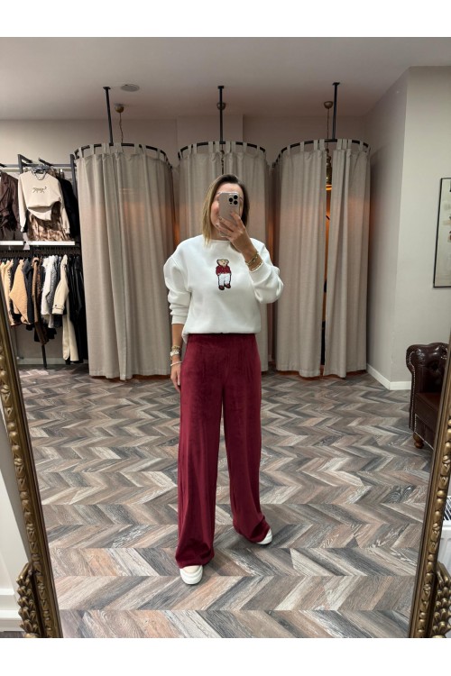 8639-N251990 BELİ LASTİKLİ KADİFE PANTOLON