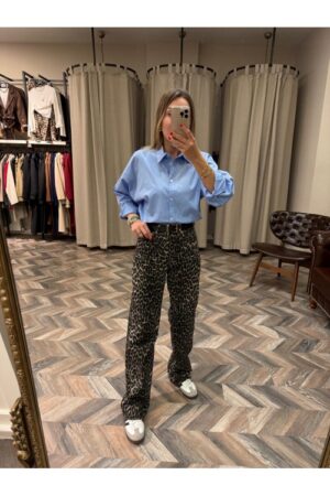 8647-LEOPAR STRAİGHT JEANS