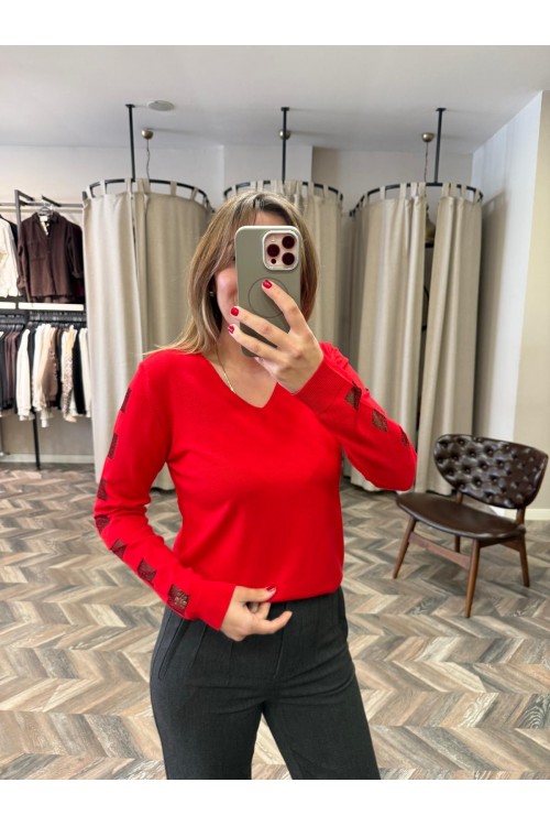 8768-170 V YAKA KARE KOL TRİKO