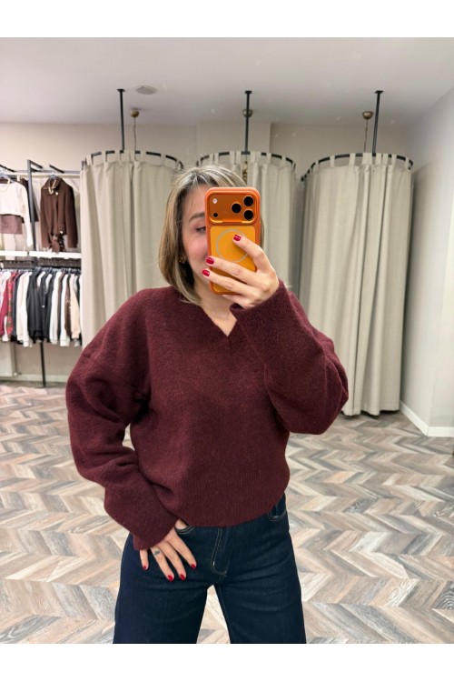 8757-10645 V YAKA YUMUŞAK DOKULU TRİKO KAZAK