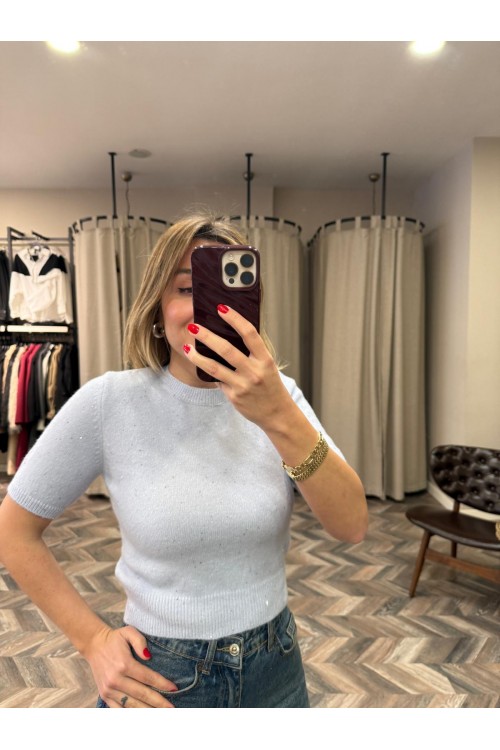 8989-10703 BİS YAKA PULLU SİMLİ TRİKO KAZAK