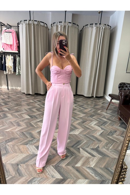 8974-51078 PİLELİ PALAZZO PANTOLON