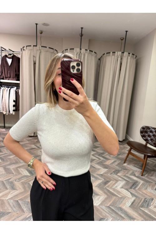 8989-10703 BİS YAKA PULLU SİMLİ TRİKO KAZAK