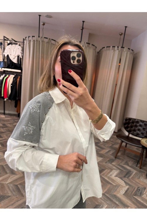 9160-6006 OMUZLARI TAŞ DETAY GÖMLEK