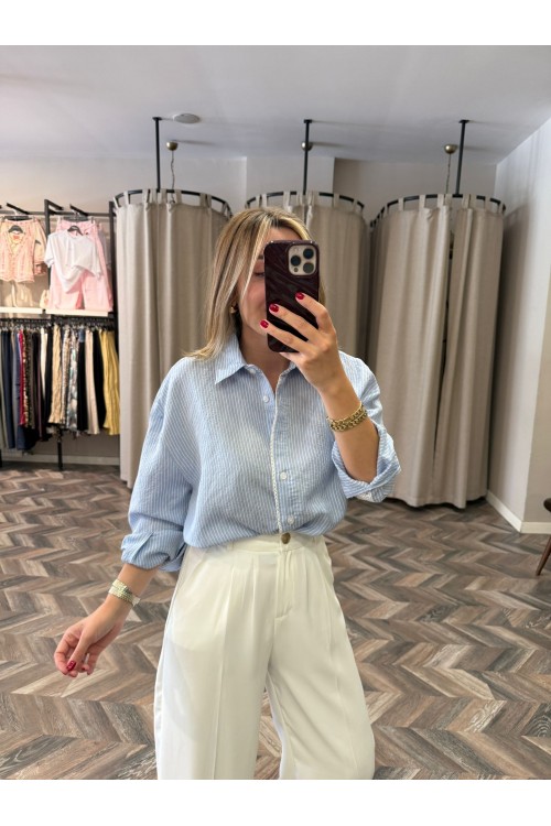 9121-4958 DANTELLİ ÇİZGİLİ GÖMLEK