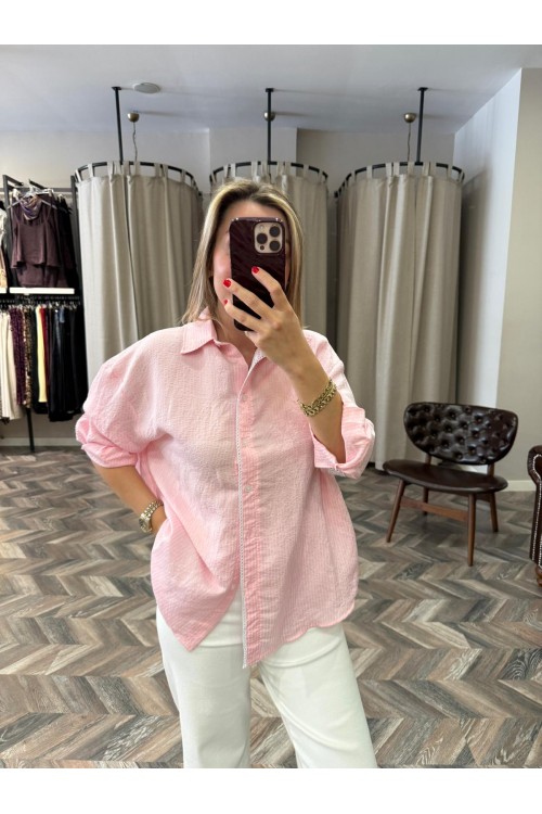 9121-4958 DANTELLİ ÇİZGİLİ GÖMLEK