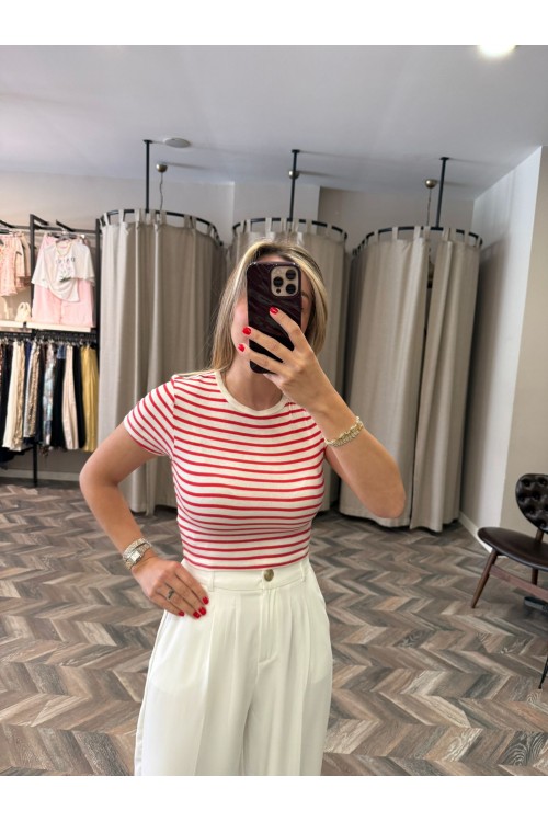 9432-31889 ÇİZGİLİ CROP TOP