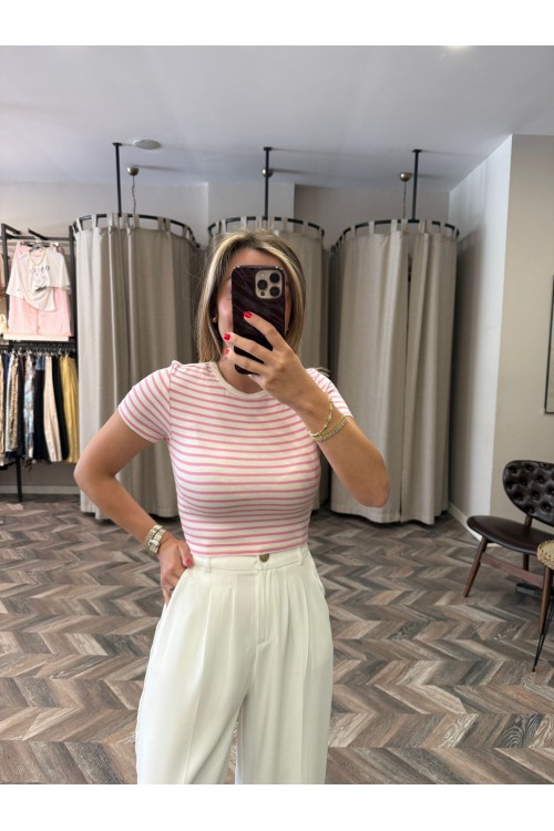 9432-31889 ÇİZGİLİ CROP TOP