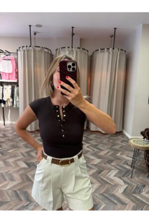 9699-31887 DÜĞMELİ KISA KOLLU TOP