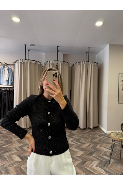 9812-60935 PULLU SİMLİ TRİKO HIRKA