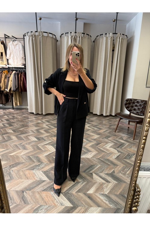 9903-2517576 PİLELİ BOL PAÇA PANTOLON