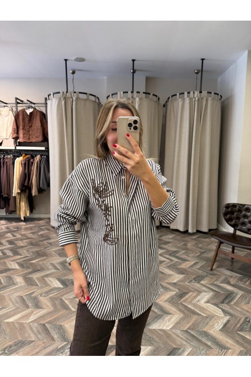 9899-2517493 ÇİZGİLİ MODAL GÖMLEK