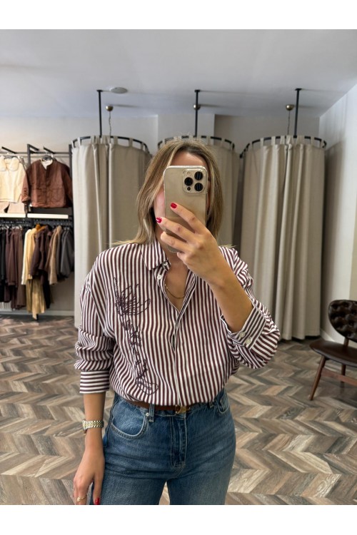 9899-2517493 ÇİZGİLİ MODAL GÖMLEK