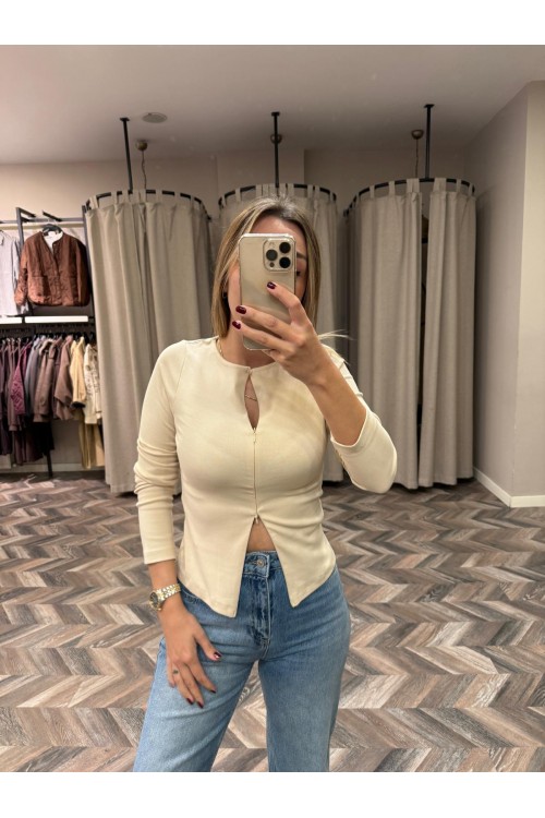 9809-31993 FERMUARLI UZUN KOLLU TOP