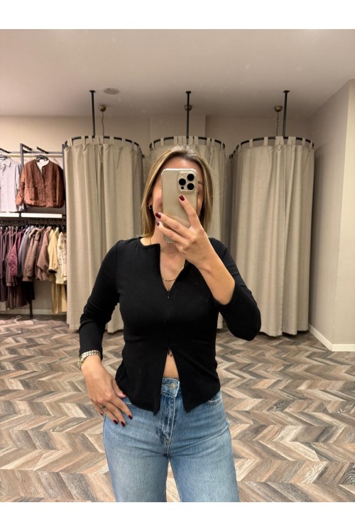 9809-31993 FERMUARLI UZUN KOLLU TOP