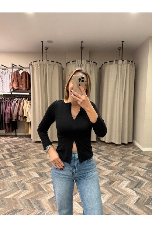 9809-31993 FERMUARLI UZUN KOLLU TOP