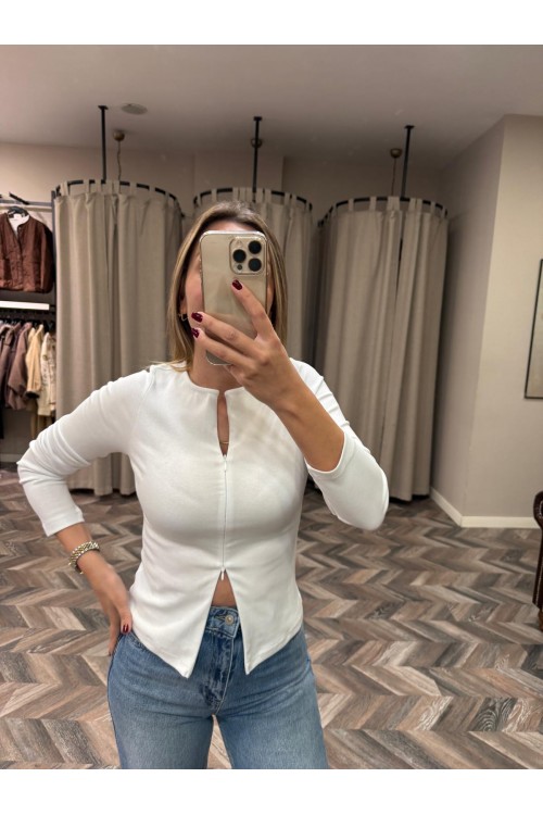 9809-31993 FERMUARLI UZUN KOLLU TOP