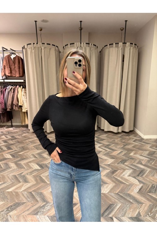 9882-32198 KAYIK YAKA UZUN KOLLU TOP