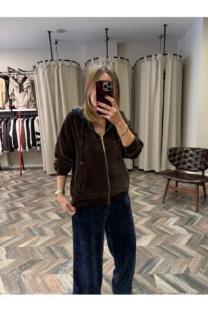 10016-3103 KAPÜŞONLU KADİFE SWEAT TAKIM