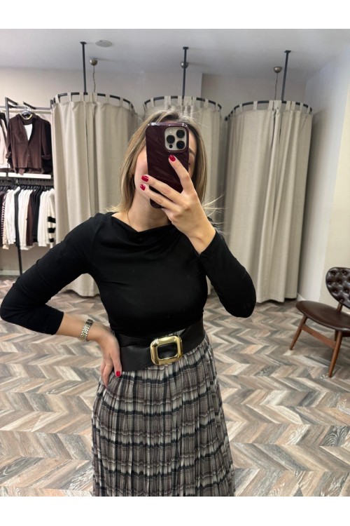 9998-31213 KAYIK YAKA UZUN KOLLU TOP