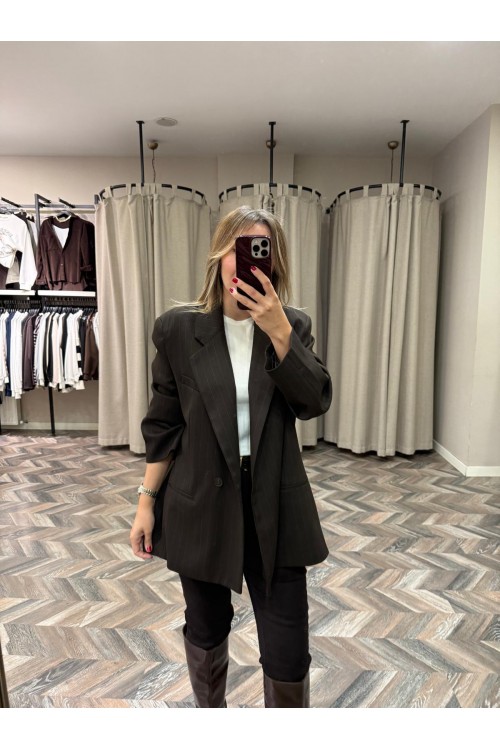 10074-7710 ÇİZGİLİ KAHVE CEKET