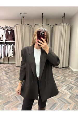 10074-7710 ÇİZGİLİ KAHVE CEKET