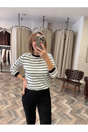 9943-845 ÇİZGİLİ UZUNKOL TRİKO