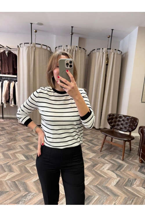 9943-845 ÇİZGİLİ UZUNKOL TRİKO