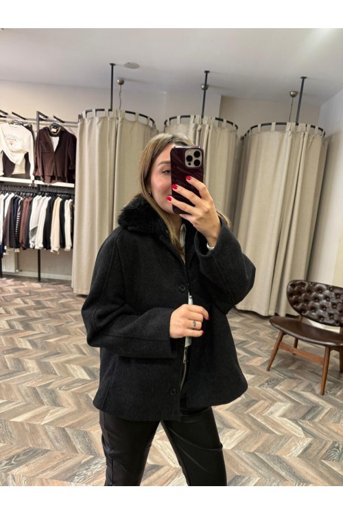 10122-250665 KÜRK YAKA KAŞE KABAN