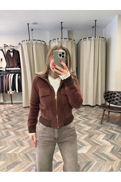 10135-25421 FERMUARLI TRİKO CEKET