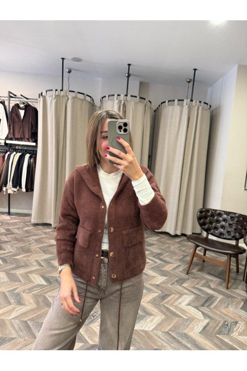 10134-24400 KAPŞONLU TRİKO HIRKA