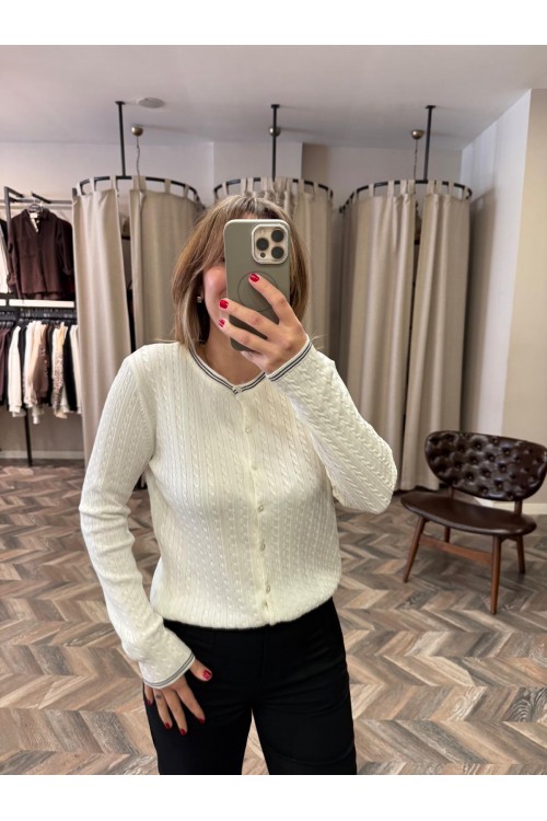 10171-352 SAÇ ÖRGÜ KOL ÇİZGİLİ HIRKA