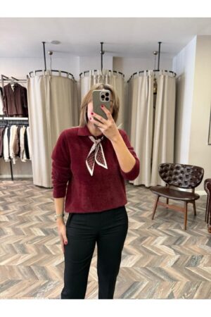 10175-25445 POLO YAKA FLARLI TRİKO KAZAK