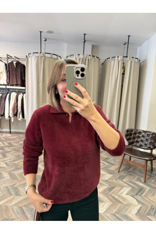 10175-25445 POLO YAKA FLARLI TRİKO KAZAK