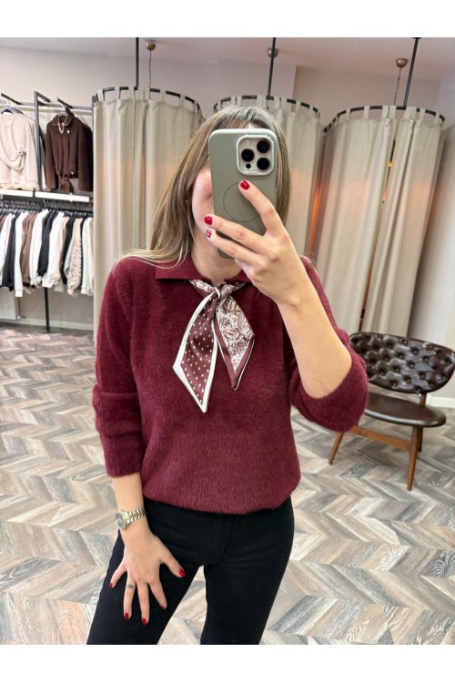 10175-25445 POLO YAKA FLARLI TRİKO KAZAK