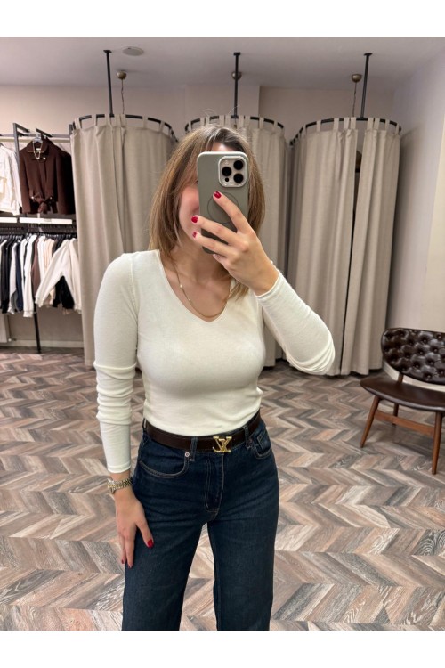 10210-10842 V YAKA KAŞMİR TRİKO KAZAK