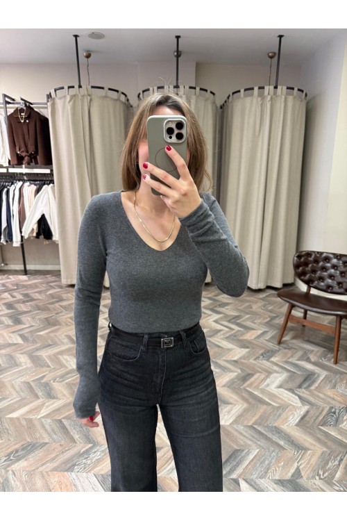 10210-10842 V YAKA KAŞMİR TRİKO KAZAK