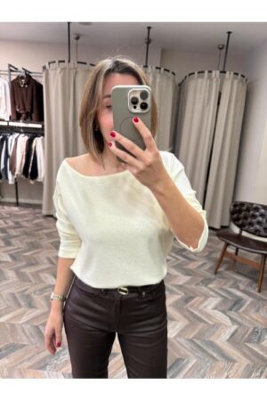 10199-145128 KAYIK YAKA IŞILTILI BLUZ
