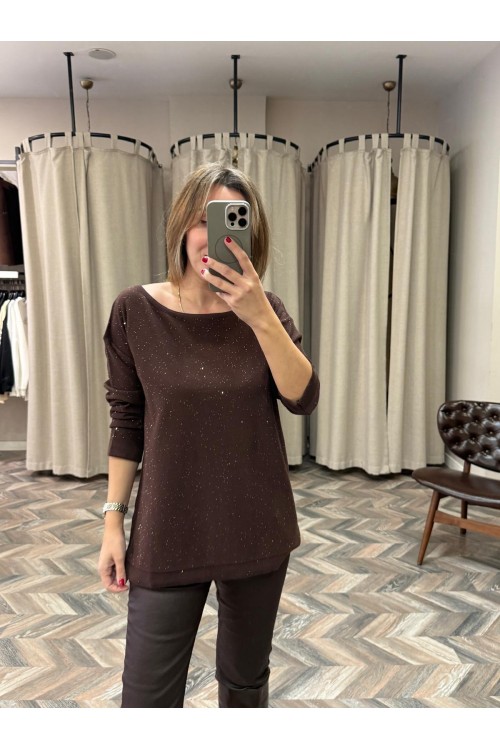 10199-145128 KAYIK YAKA IŞILTILI BLUZ