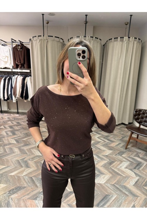 10199-145128 KAYIK YAKA IŞILTILI BLUZ