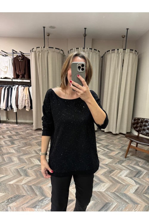 10199-145128 KAYIK YAKA IŞILTILI BLUZ