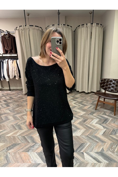 10199-145128 KAYIK YAKA IŞILTILI BLUZ