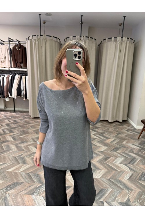 10199-145128 KAYIK YAKA IŞILTILI BLUZ