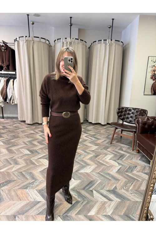 10219-90260 YUMUŞAK DOKULU TRİKO ELBİSE